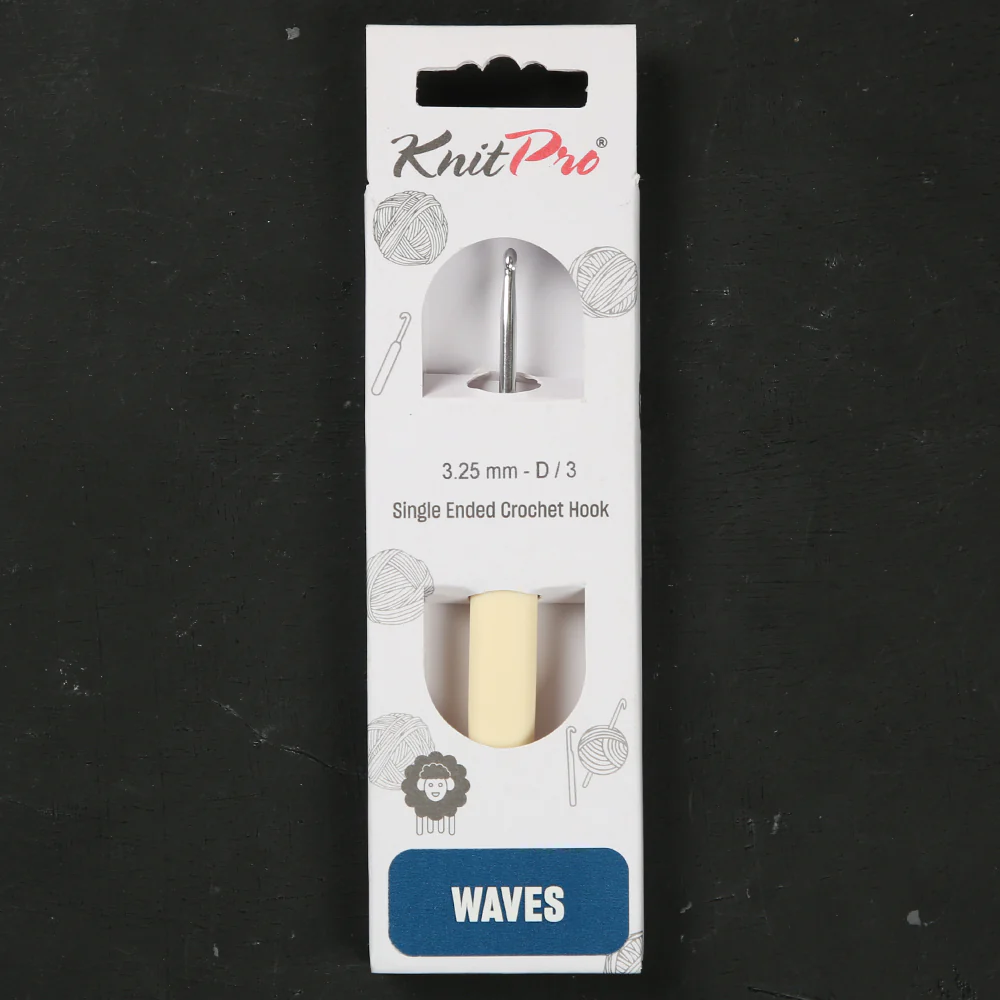 KnitPro Waves 3.25mm Cream Soft Handle Crochet Hook - 30906