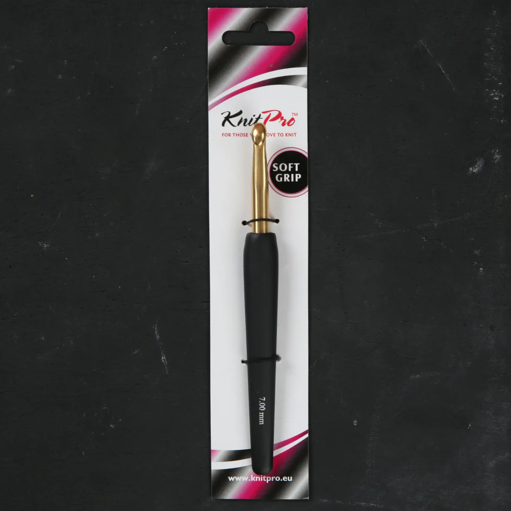 KnitPro Aluminum Gold 7mm Crochet Hook, Black - 30882