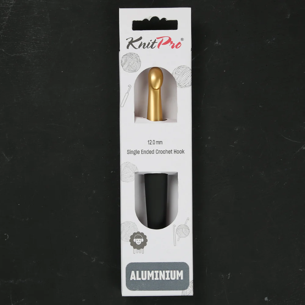 KnitPro Aluminum Gold 12mm Crochet Hook, Black - 30886