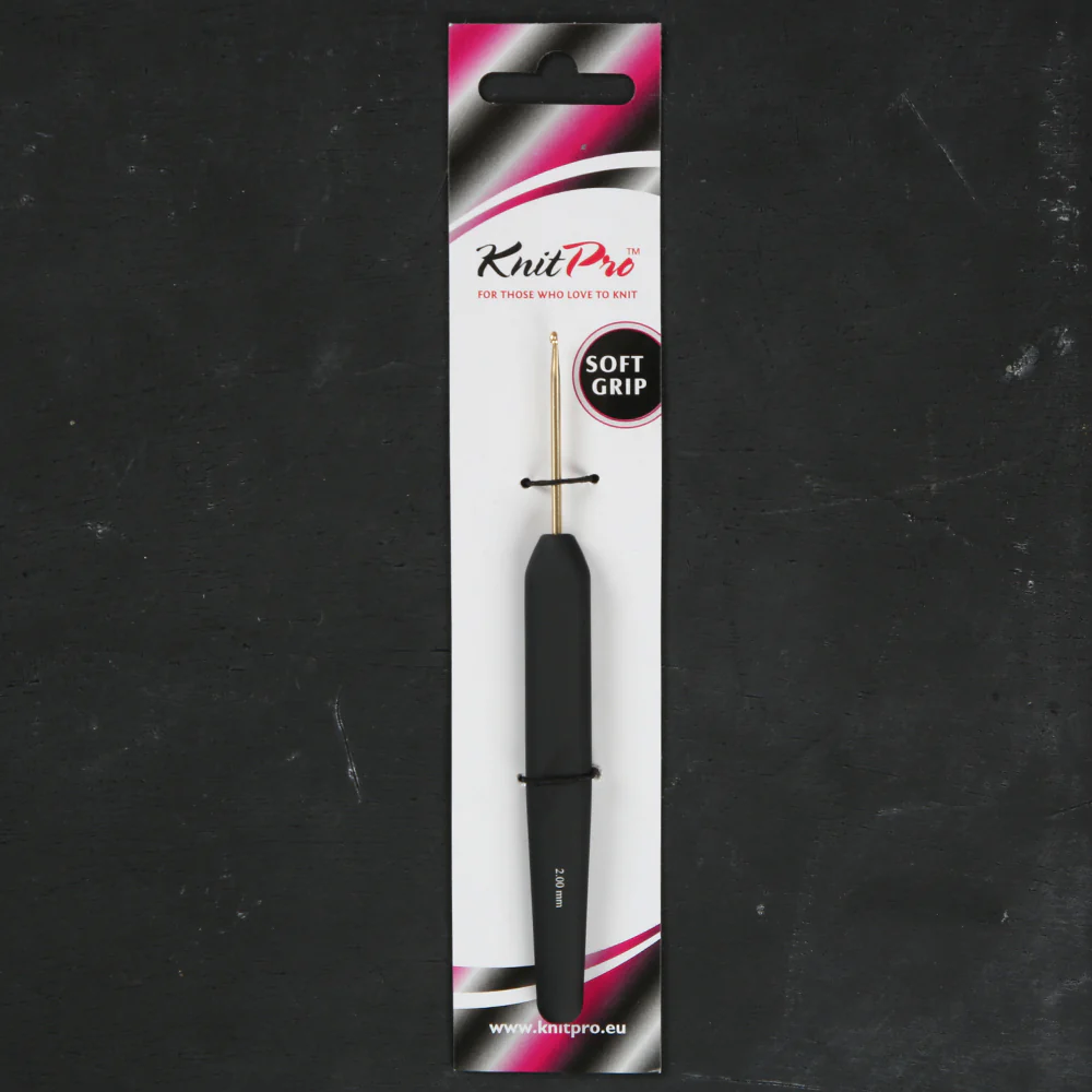 KnitPro Aluminum Gold 2mm Crochet Hook, Black - 30801