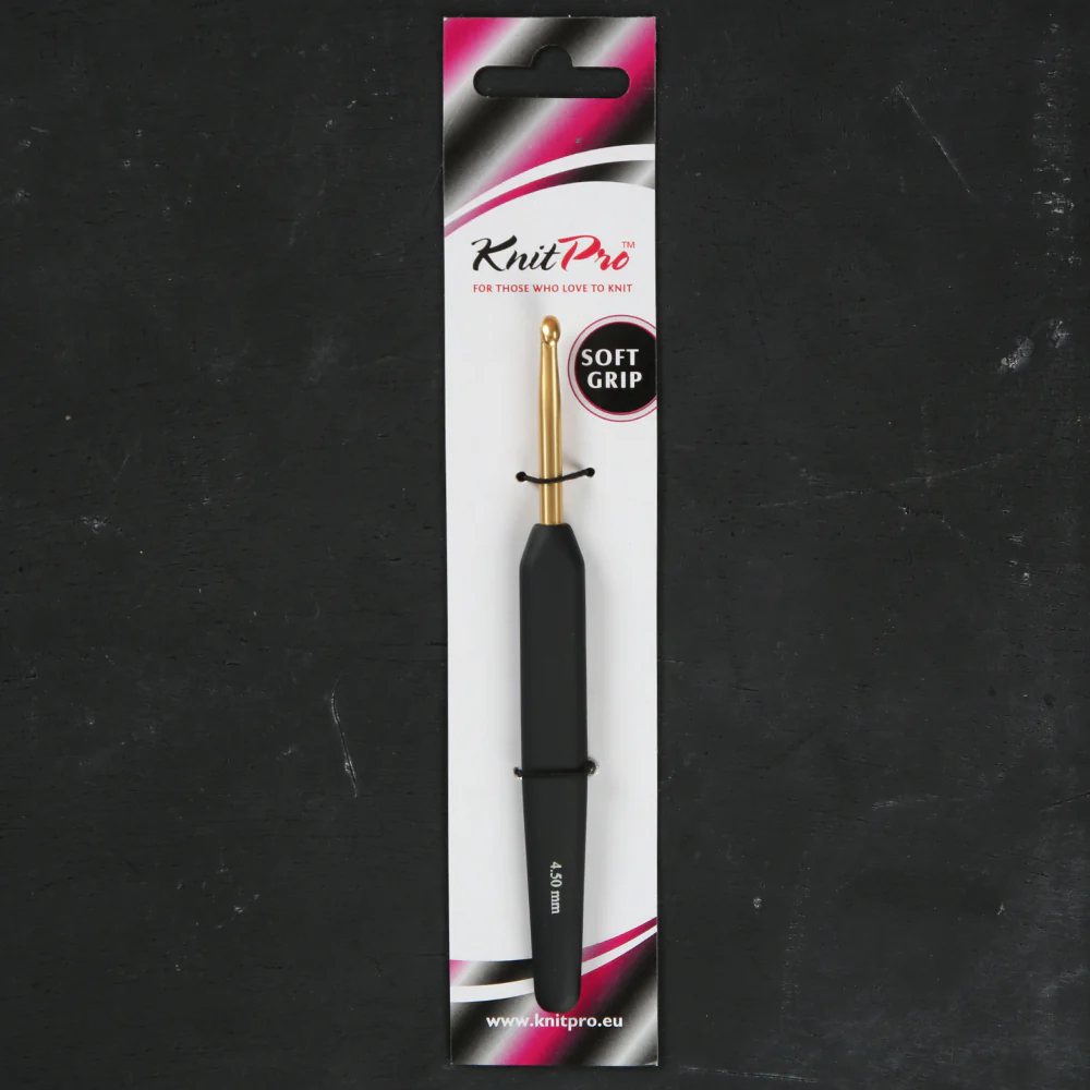 KnitPro Aluminum Gold 4.5mm Crochet Hook, Black - 30806