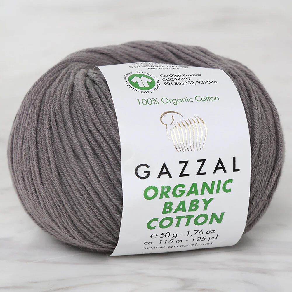 Gazzal Organic Baby Cotton Yarn, Grey - 435