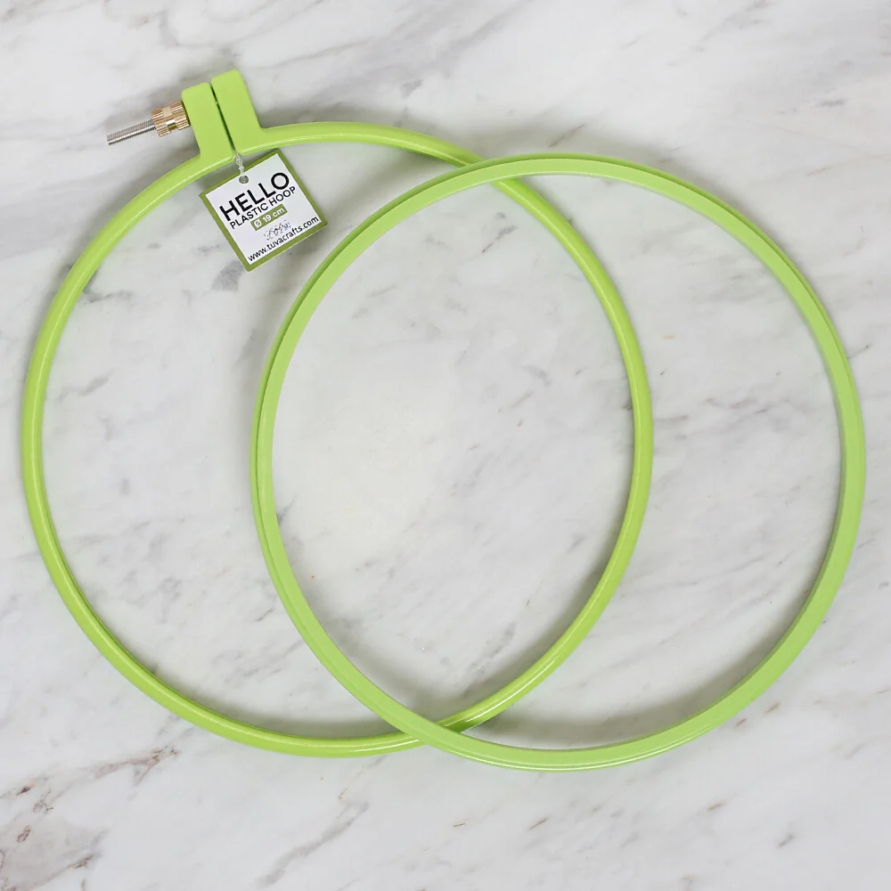 Hello 19 cm Plastic Screwed Embroidery Hoop, Green - Image 2