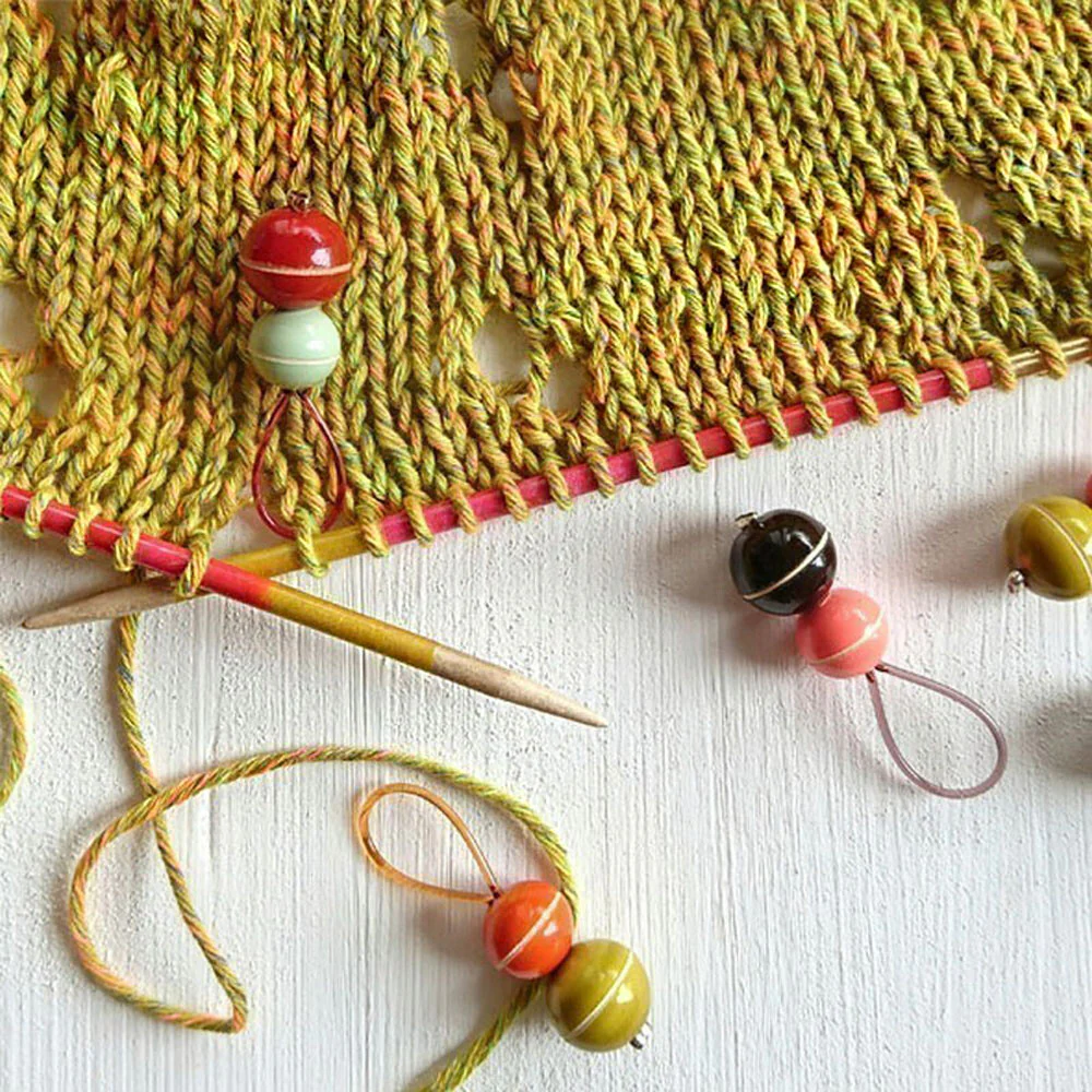 Pony 5 pcs Wooden Beaded Stitch Markers, Assorted Colors - 60101 - Image 3