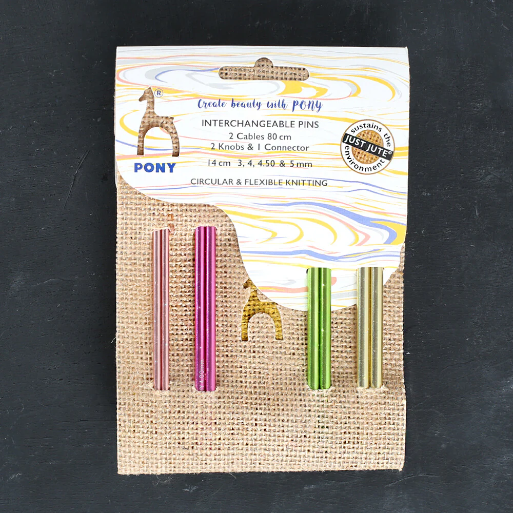 Pony Colour 4 Pairs Assorted Sizes Circular Interchangeable Knitting Needles - 61064/01
