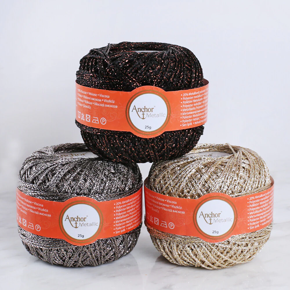 Anchor Metallic Assorted Colors 3 Skeins Silvery Yarn- A28M005-09065 - Image 3