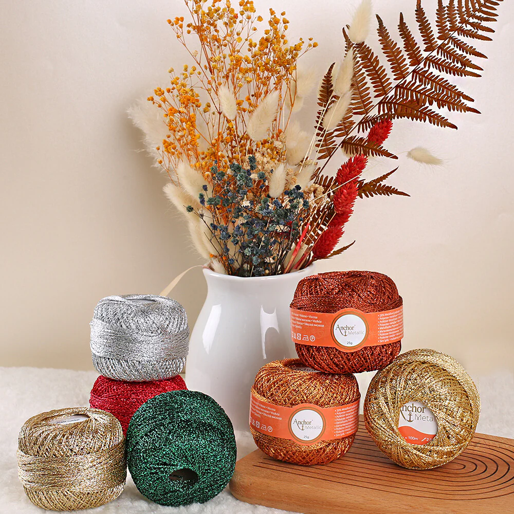 Anchor Metallic Assorted Colors 3 Skeins Silvery Yarn- A28M005-09062 - Image 5