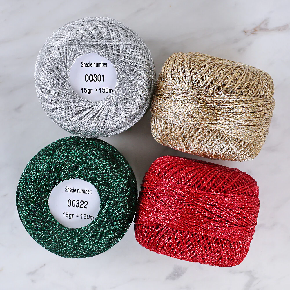 Anchor Metallic Assorted Colors 4 Skeins Silvery Yarn- A28M004-09061 - Image 2