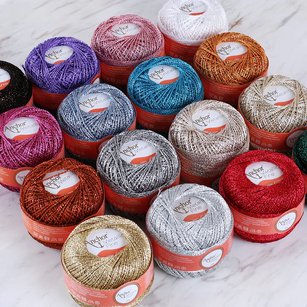 Anchor Metallic Assorted Colors 16 Skeins Silvery Yarn- A28M006-09061 - Image 5