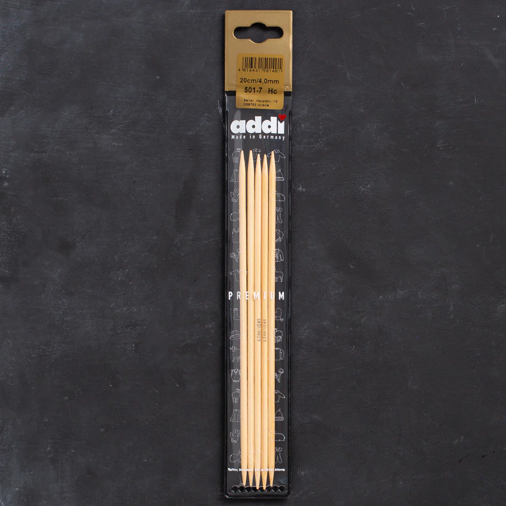 Addi 4mm 20cm Bamboo Double-pointed Needles - 501-7/20/4