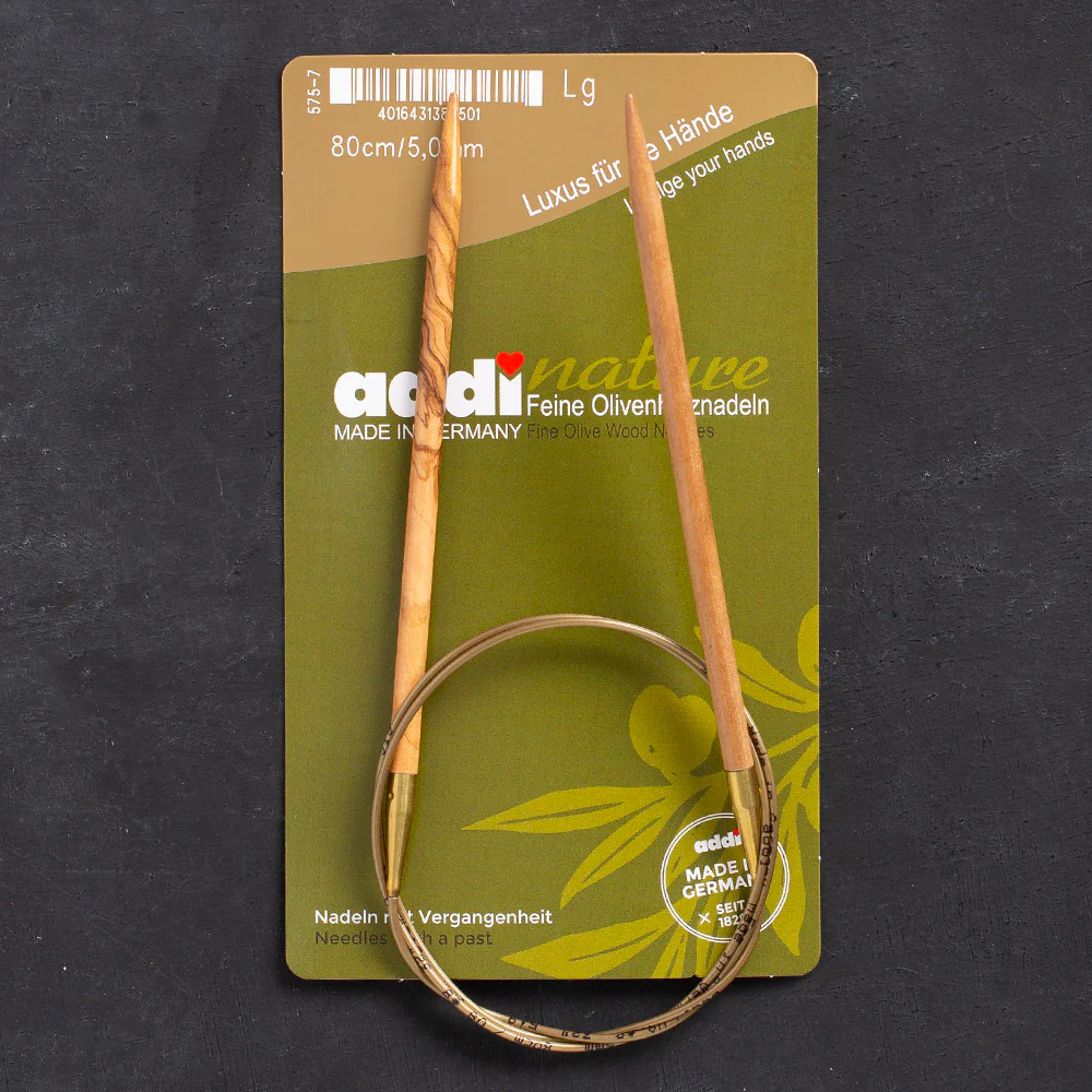 Addi Olive Wood 5mm 80cm Circular Knitting Needles - 575-7