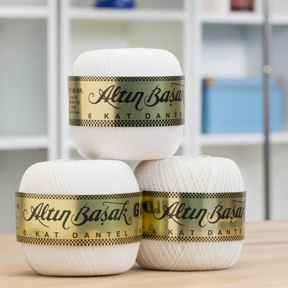 Altinbasak 100Gr 6 Ply Gold Lace Thread 50 No - Cream - Image 2