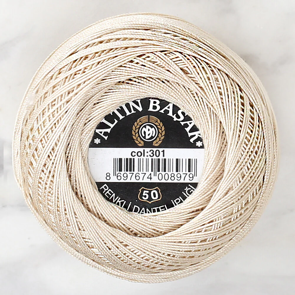 Altınbaşak 20Gr 50 No Sand Beige Classic Colored Lace Thread Ball  - 301 - Image 2
