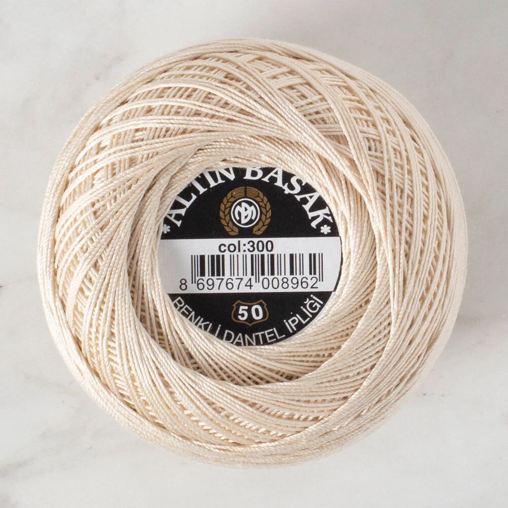 Altınbaşak 20Gr 50 No Sand Beige Classic Colored Lace Thread Ball  - 300 - Image 2