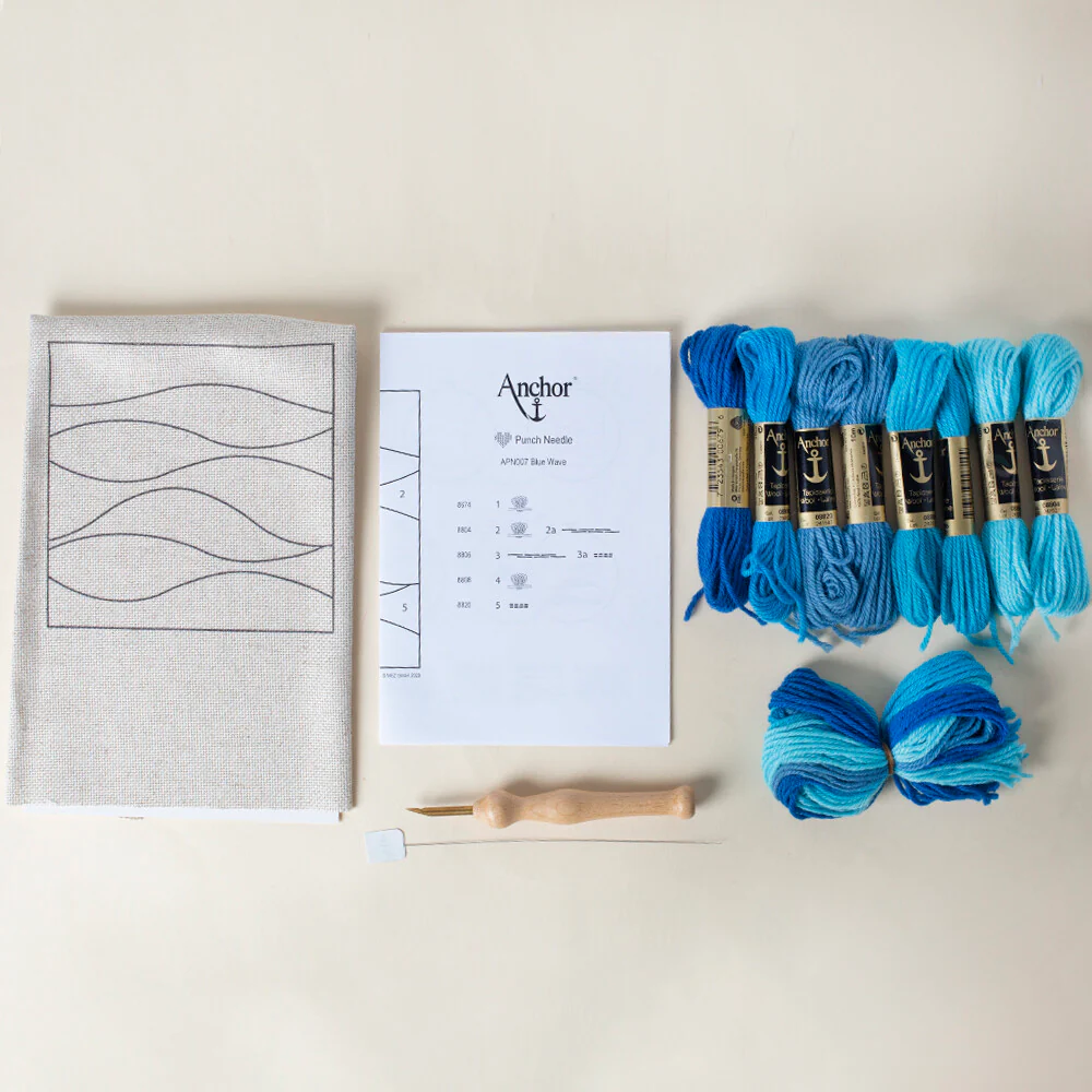 Anchor 15x15cm Punch Needle Blue Wave Kit - APN007 - Image 2