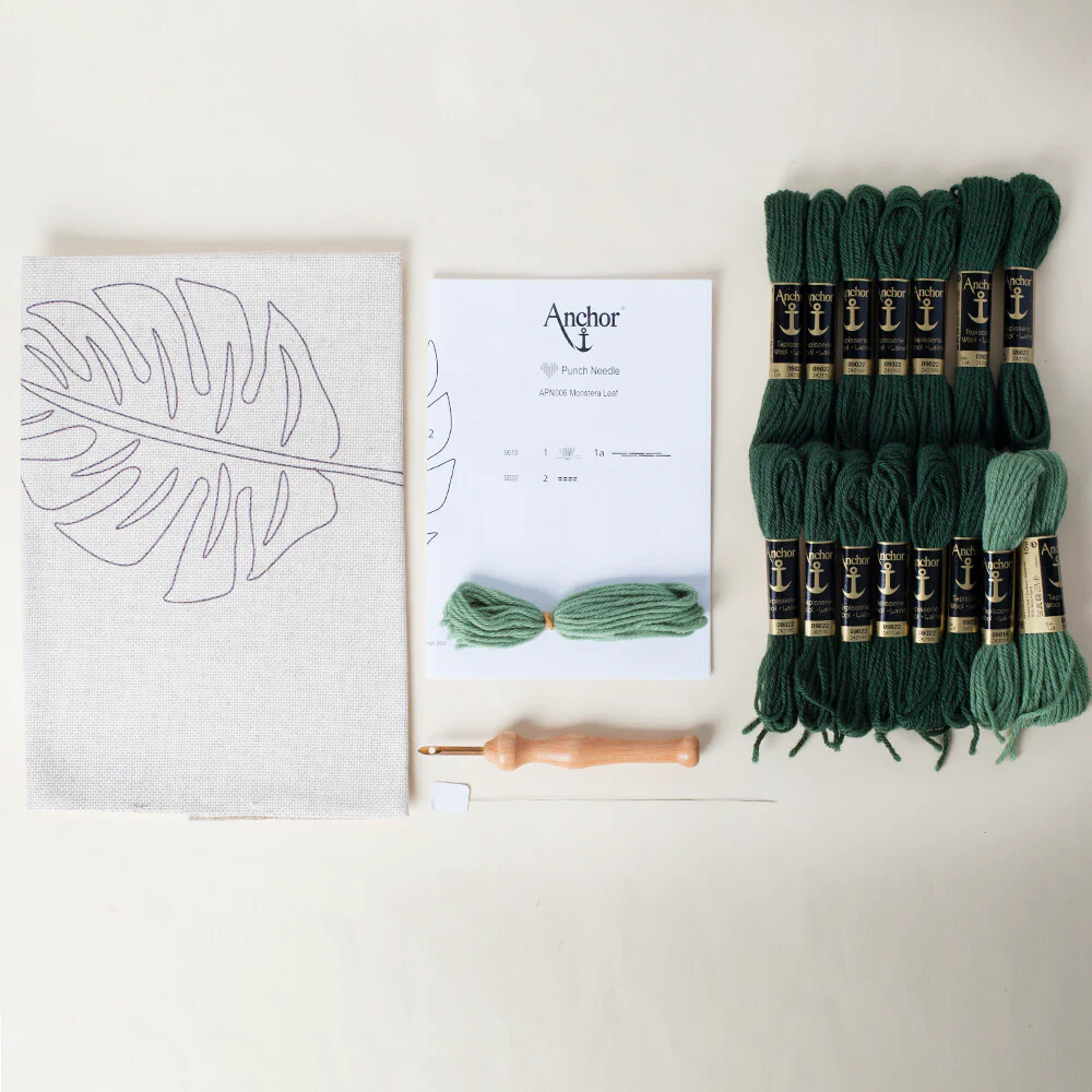 Anchor 20cm Punch Needle Monstera Leaf Kit - APN006 - Image 2