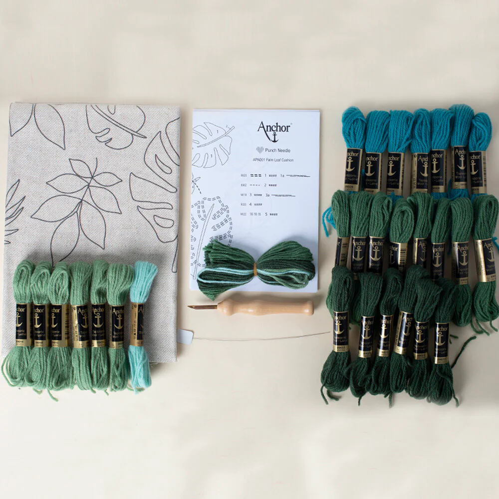 Anchor 40x40cm Punch Needle Palm Leaf Cushion Kit - APN001 - Image 2
