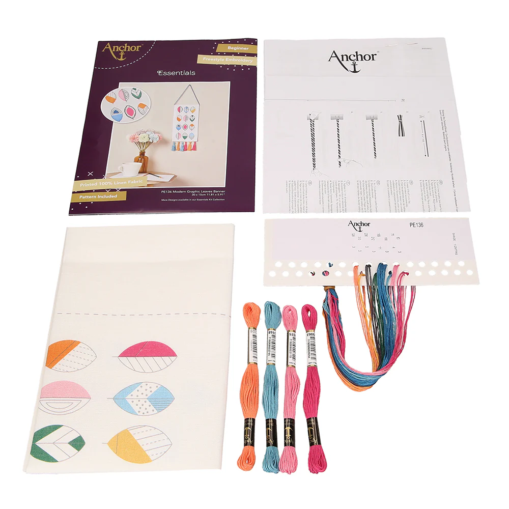 Anchor Duvar Dekoru Modern Graphic Leaves Banner Embroidery Kit - PE136 - Image 3