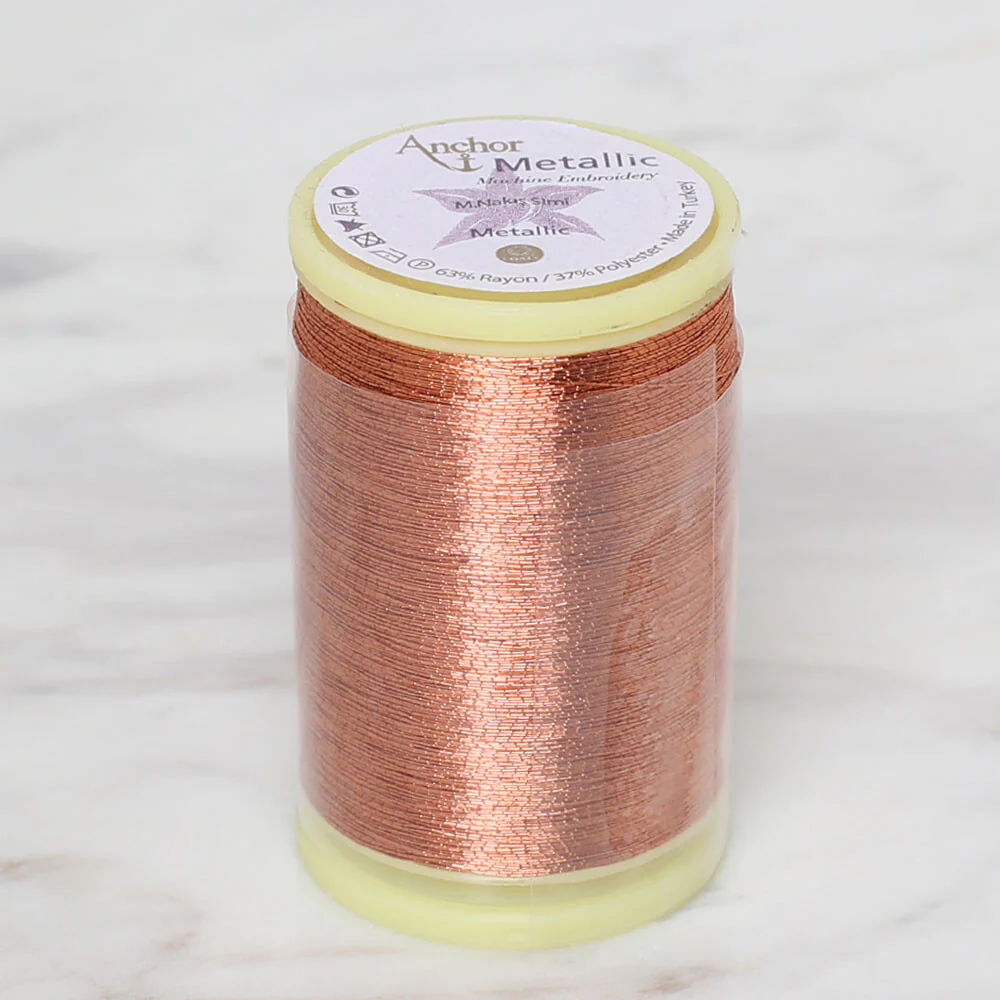 Anchor No:50 10g Metallic Machine Embroidery Thread, Brown -  4565050 - 0007