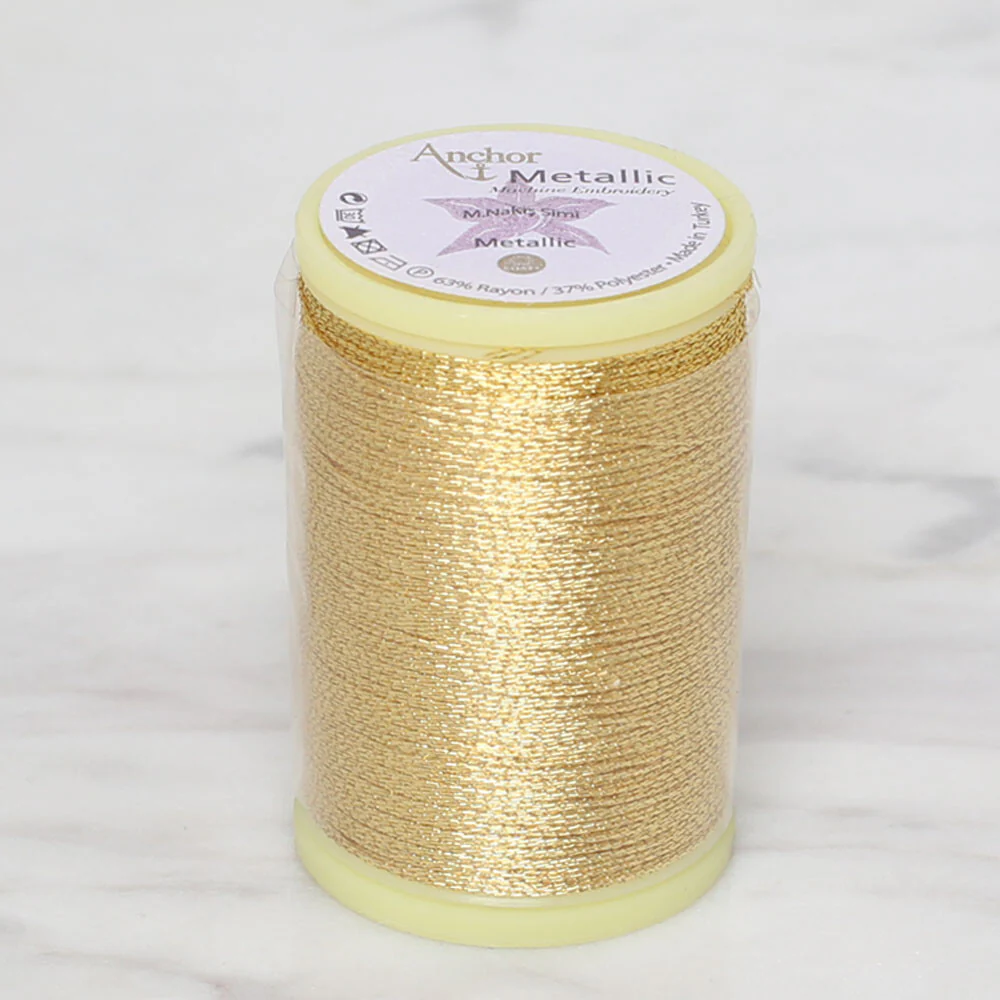Anchor No:14 10g Metallic Hand Embroidery Glitter Thread, Yellow - 4565014-0003