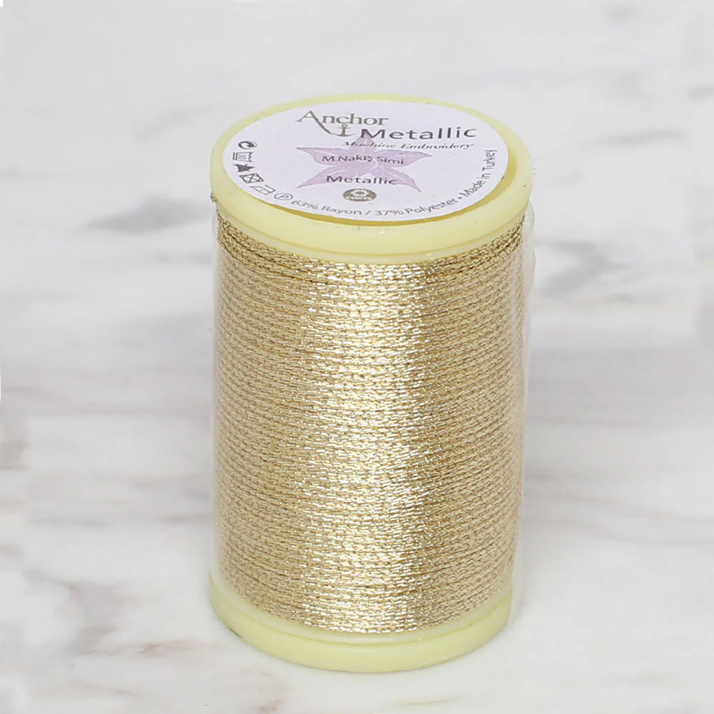 Anchor No:14 10g Metallic Hand Embroidery Glitter Thread, Yellow - 4565014-0004