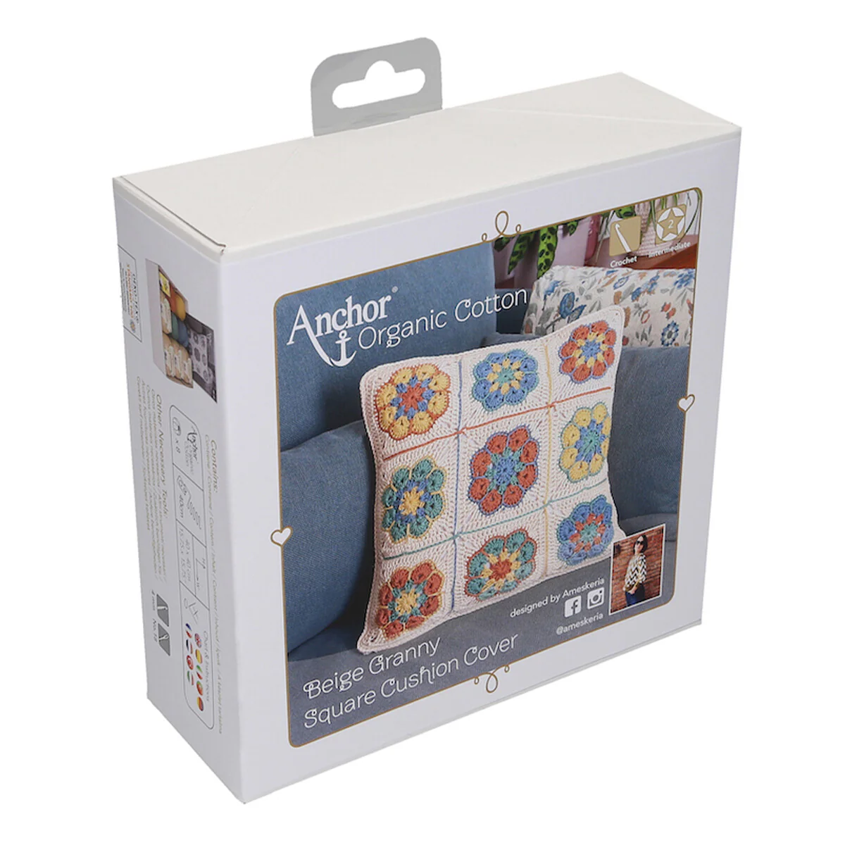Anchor Organic Cotton Cushion Kit,  Granny Square - Art:A28G001-09061 - Image 4