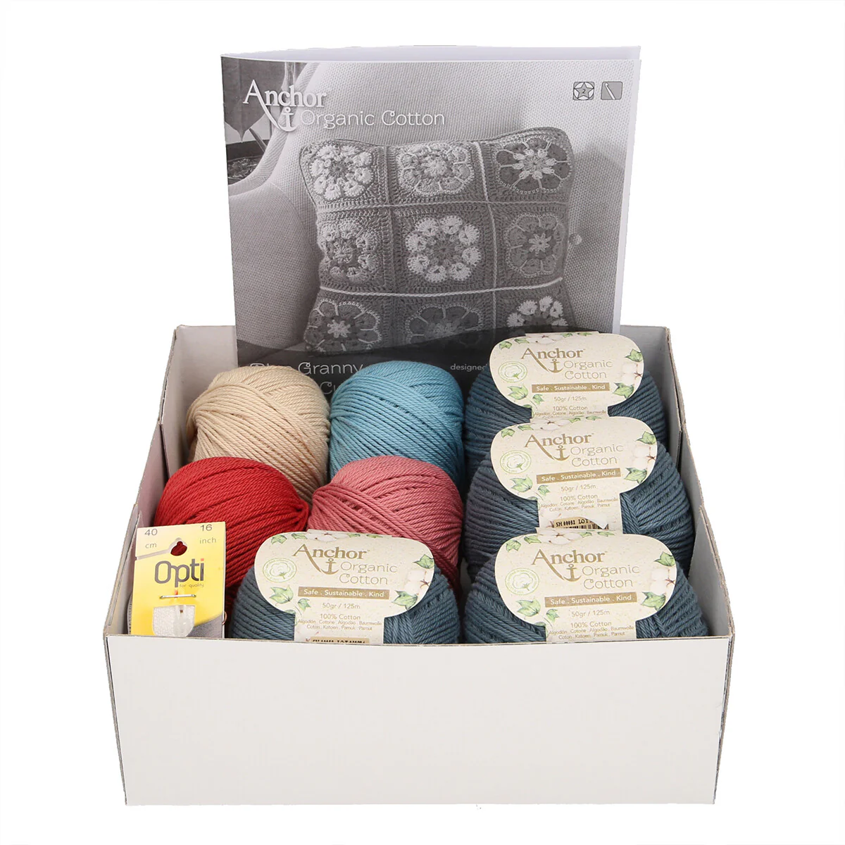 Anchor Organic Cotton Cushion Kit,  Granny Square - Art:A28G001-09062 - Image 4