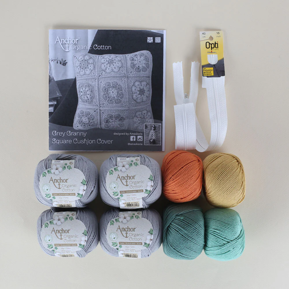 Anchor Organic Cotton Cushion Kit, Granny Square - Art:A28G001-09063 - Image 2