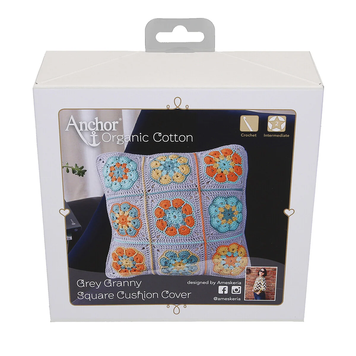 Anchor Organic Cotton Cushion Kit, Granny Square - Art:A28G001-09063 - Image 4