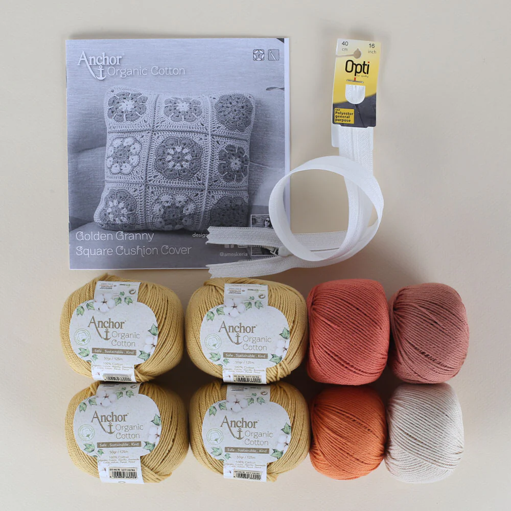 Anchor Organic Cotton Cushion Kit, Granny Square - Art:A28G001-09064 - Image 2
