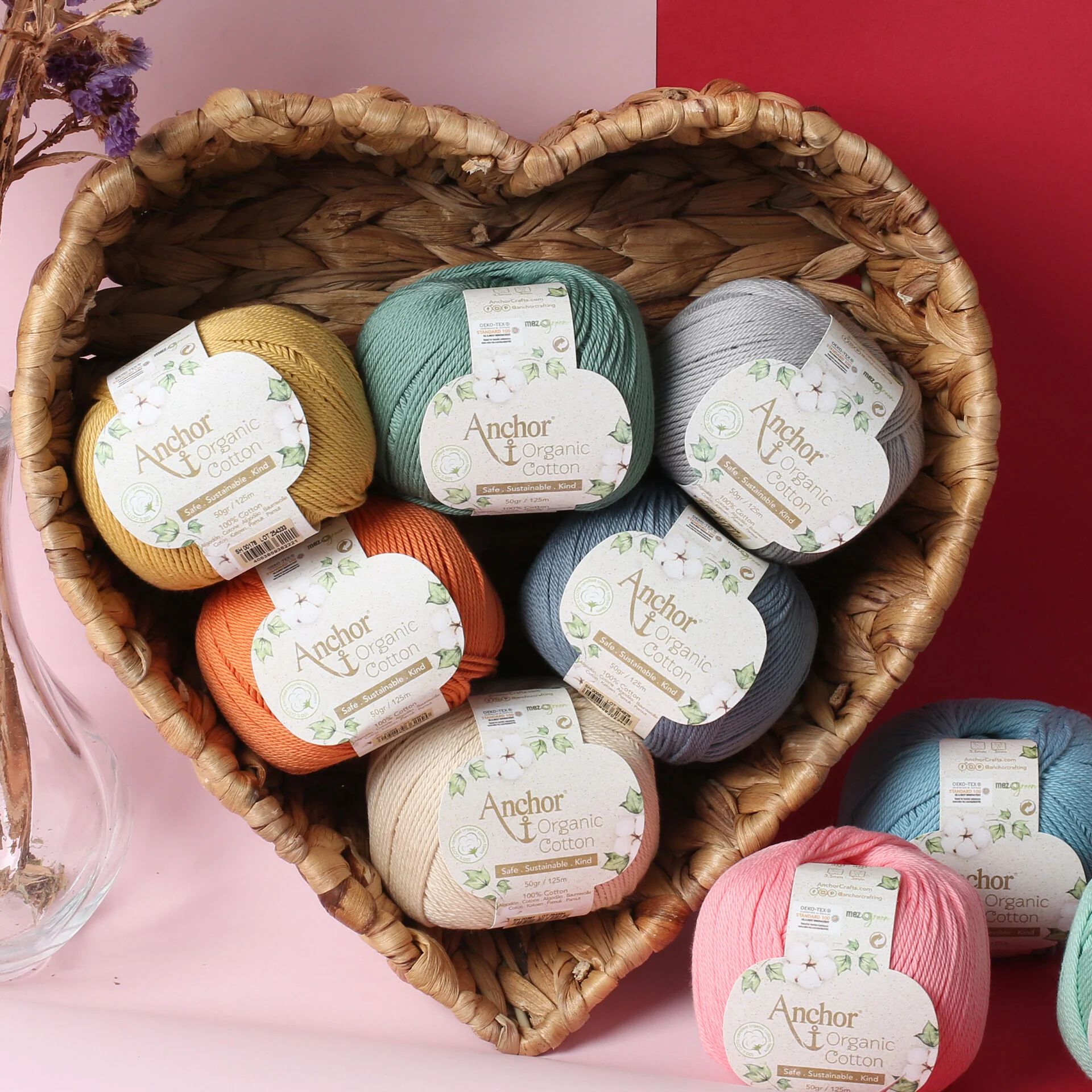 Anchor Organic Cotton Knitting Yarn, Pink - SH 00410 - Image 3