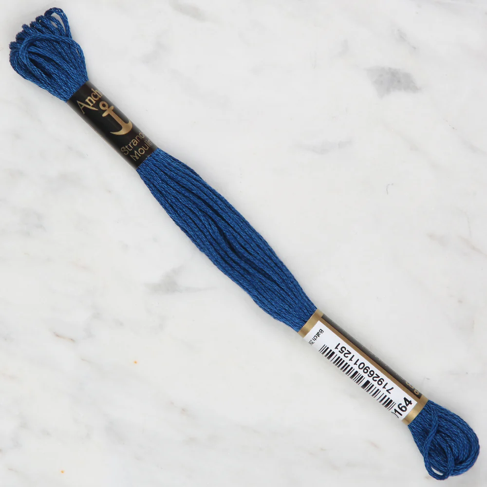 Anchor Stranded Mouline Embroidery Thread, 8m, Blue - 0164