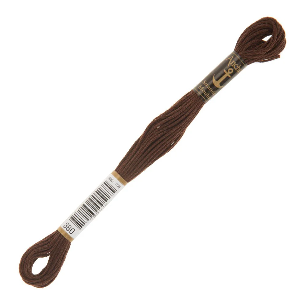 Anchor Stranded Mouline Embroidery Thread, 8m, Brown - 0380
