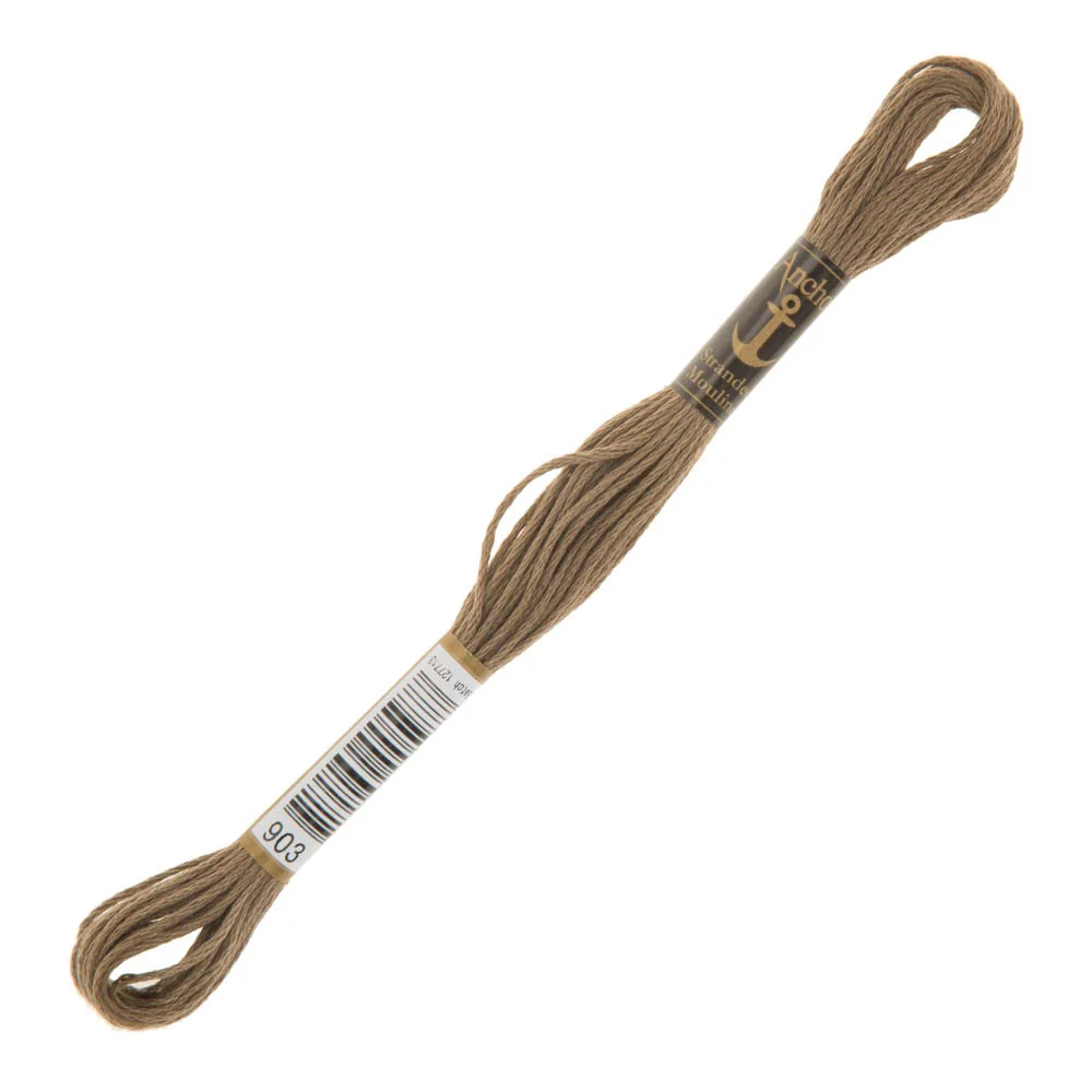 Anchor Stranded Mouline Embroidery Thread, 8m, Brown - 0903