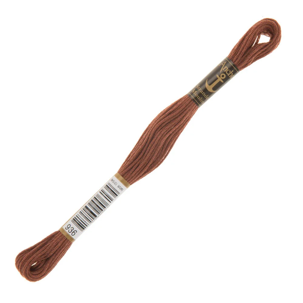 Anchor Stranded Mouline Embroidery Thread, 8m, Brown - 0936