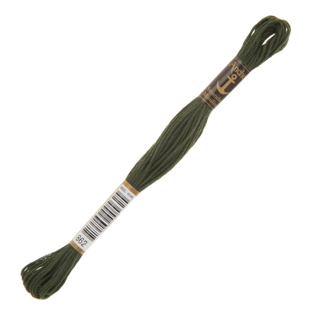 Anchor Stranded Mouline Embroidery Thread, 8m, Green - 0862