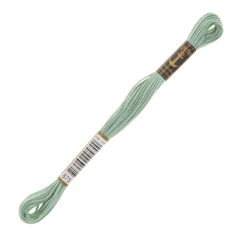 Anchor Stranded Mouline Embroidery Thread, 8m, Green - 0875