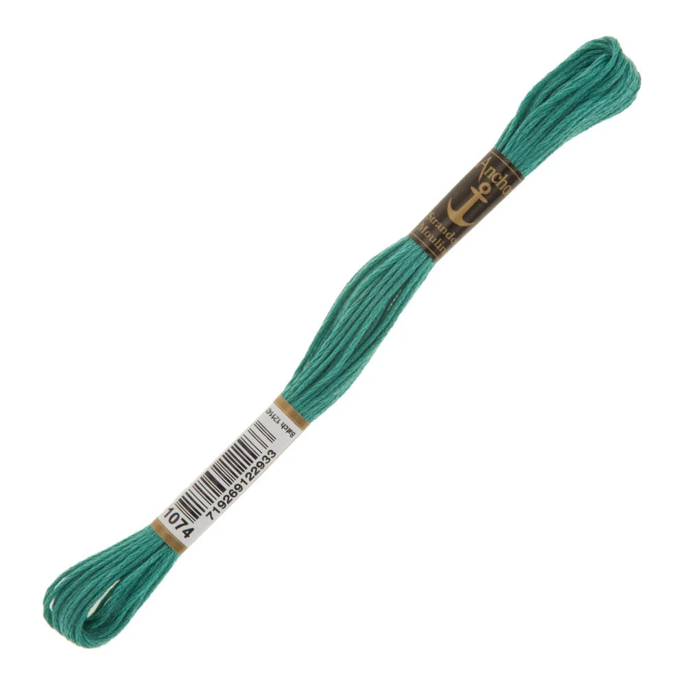 Anchor Stranded Mouline Embroidery Thread, 8m, Green - 1074