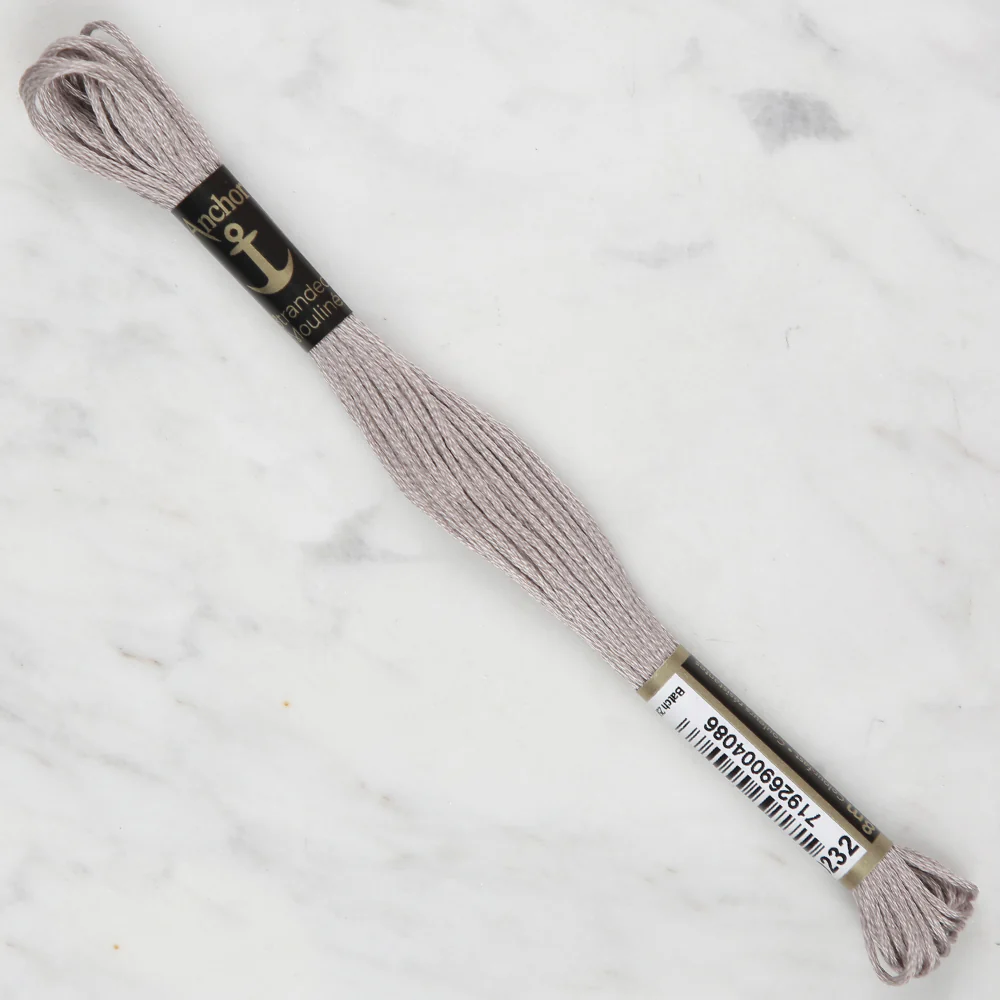 Anchor Stranded Mouline Embroidery Thread, 8m, Grey - 0232