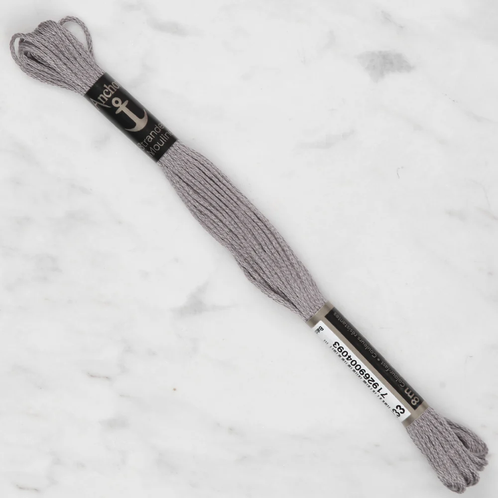 Anchor Stranded Mouline Embroidery Thread, 8m, Grey - 0233