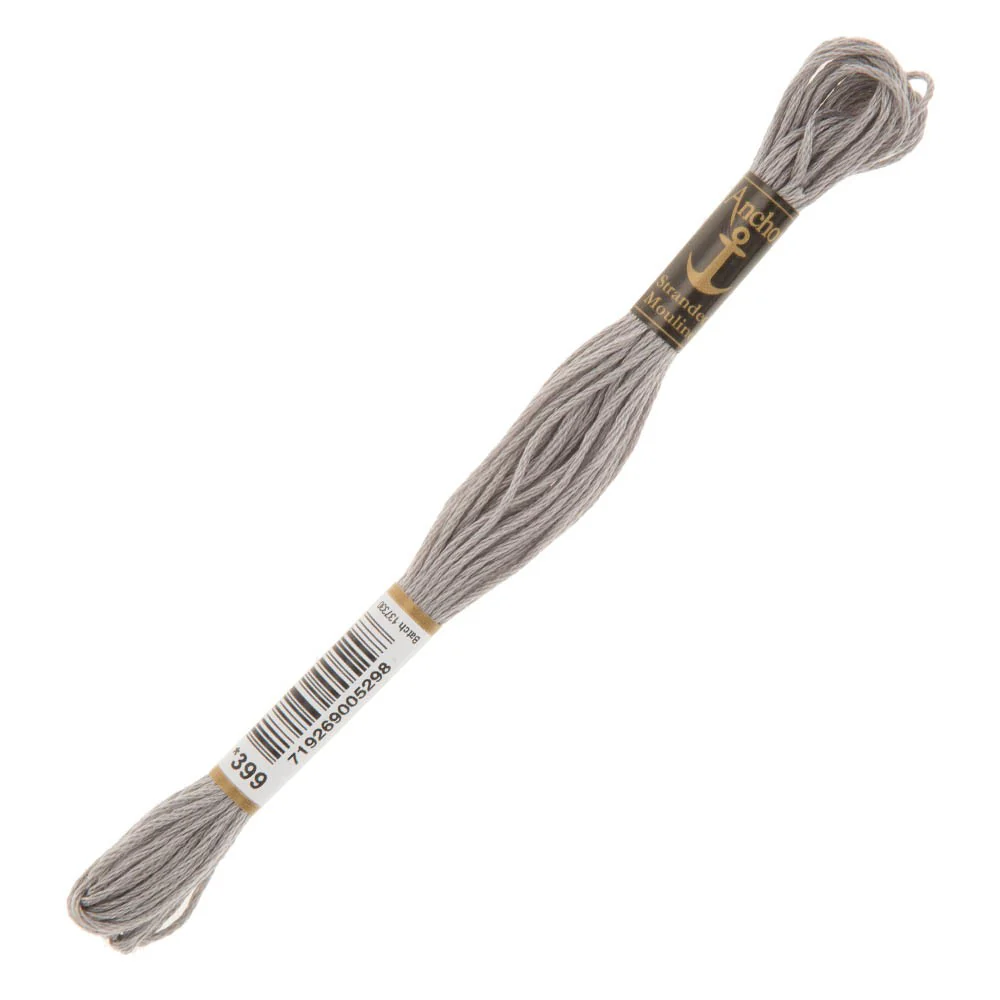 Anchor Stranded Mouline Embroidery Thread, 8m, Grey - 0399
