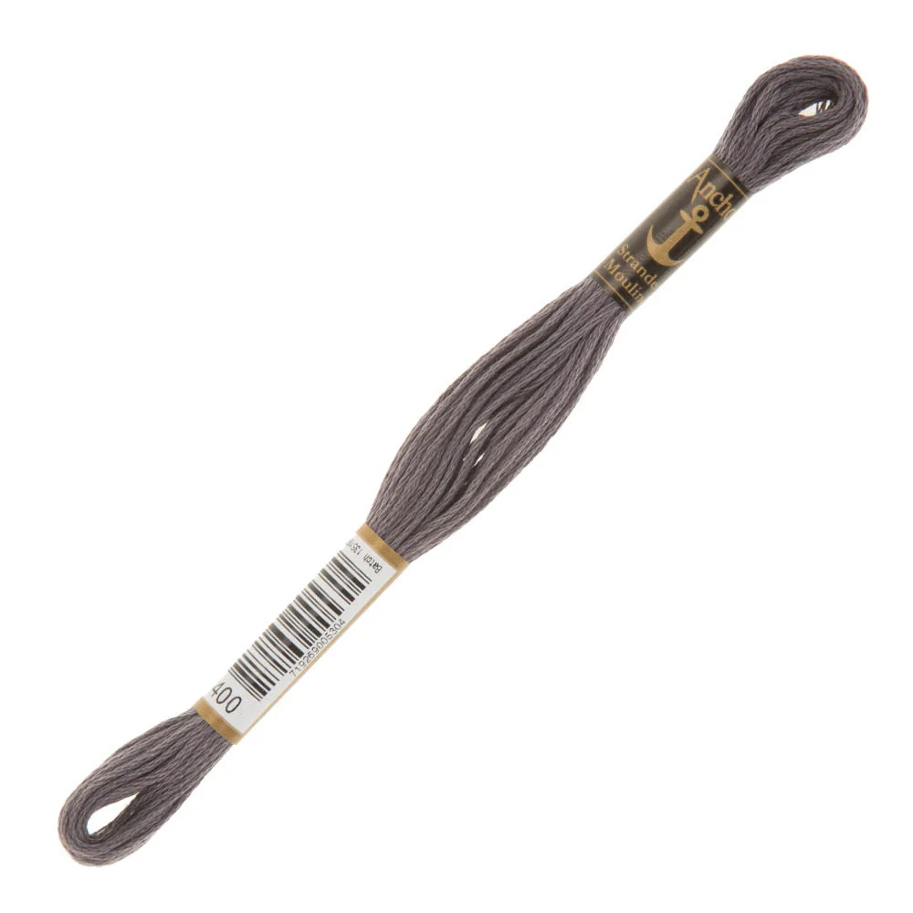 Anchor Stranded Mouline Embroidery Thread, 8m, Grey - 0400