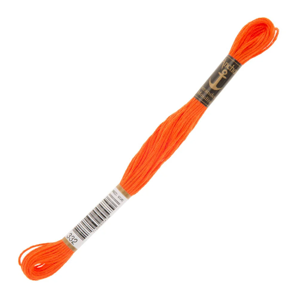 Anchor Stranded Mouline Embroidery Thread, 8m, Orange - 0332