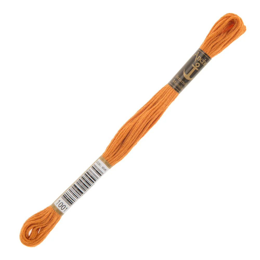 Anchor Stranded Mouline Embroidery Thread, 8m, Orange - 1001