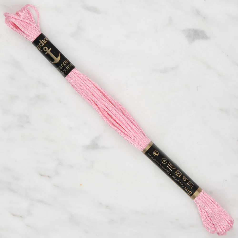 Anchor Stranded Mouline Embroidery Thread, 8m, Pink - 0050
