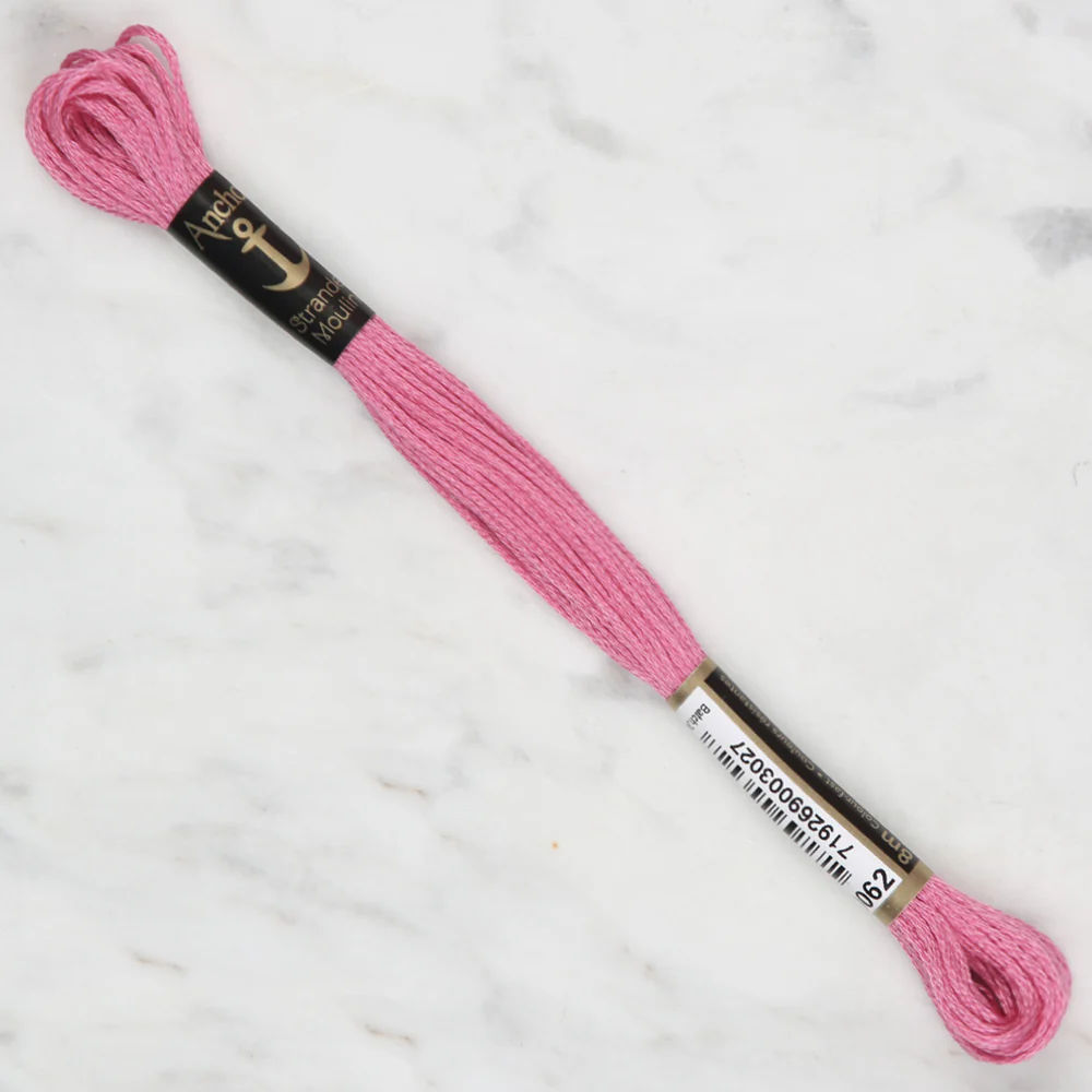 Anchor Stranded Mouline Embroidery Thread, 8m, Pink - 0062