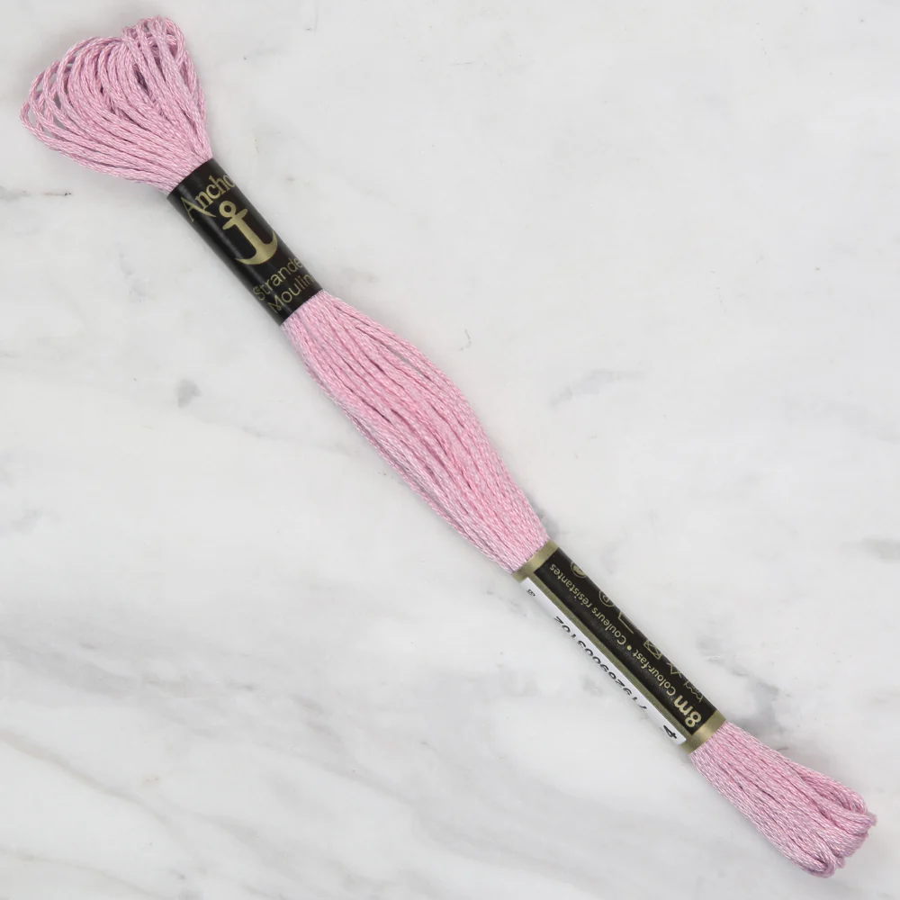 Anchor Stranded Mouline Embroidery Thread, 8m, Pink - 0074