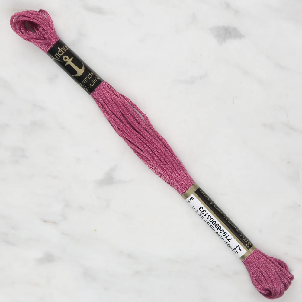 Anchor Stranded Mouline Embroidery Thread, 8m, Pink - 0077