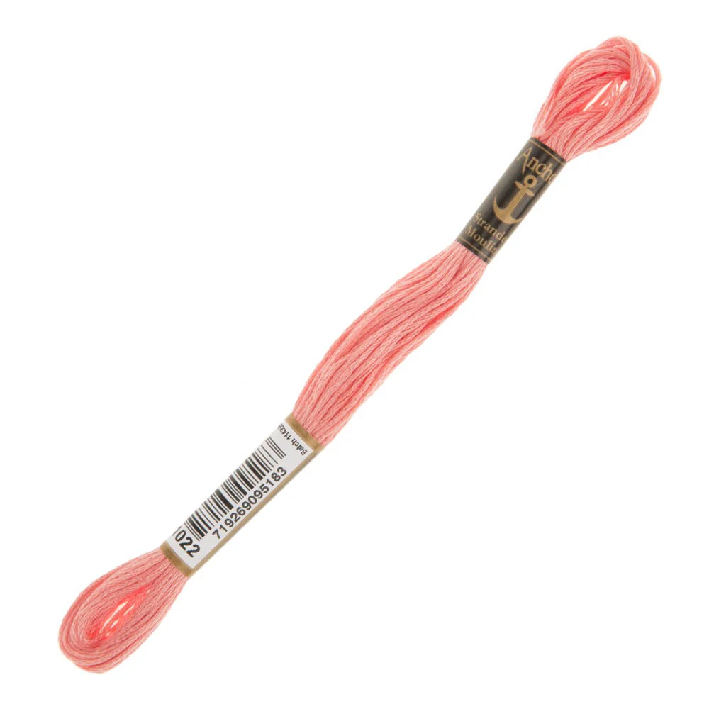Anchor Stranded Mouline Embroidery Thread, 8m, Pink - 1022