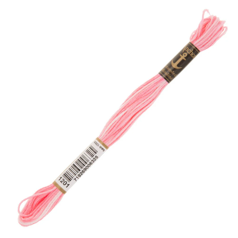 Anchor Stranded Mouline Embroidery Thread, 8m, Pink - 1201